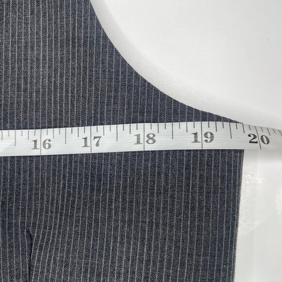 Men's Pinstripe Wool Vest 40L Dark Gray Charcoal Suit Waistcoat Event Occasion - Picture 6 of 10